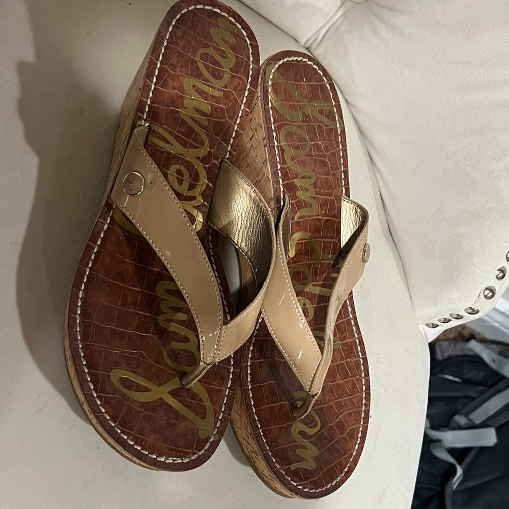 Sam Edelman Tan and Gold Women's Sandals